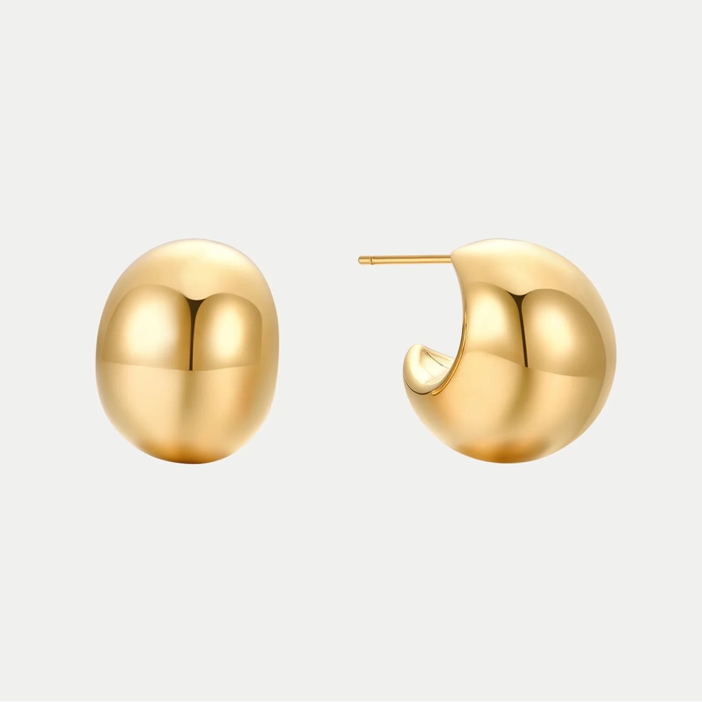 NEW:18K Gold Chunky Earrings*Lightweight Earrings*Waterproof* High Gloss Design - Picture 2 of 4